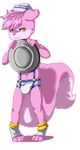  2017 briefs bulge canine clothed clothing cub digital_media_(artwork) frown fur hair hi_res littlerager looking_at_viewer male mammal multicolored_fur pink_fur pink_hair platter rodent shy simple_background solo squirrel suspenders two_tone_fur underwear waiter white_background white_fur yellow_eyes young 