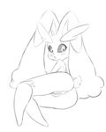  anthro black_sclera blush butt female hearlesssoul hi_res lagomorph looking_back lopunny lying mammal monochrome nintendo pok&eacute;mon presenting presenting_hindquarters pussy pussy_blush rear_view simple_background solo video_games white_background 