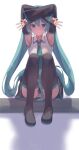  aqua_eyes aqua_hair aqua_necktie armpits arms_up black_skirt black_thighhighs blush cat_shadow_puppet_(meme) detached_sleeves hatsune_miku highres long_hair long_sleeves looking_at_viewer meme miniskirt necktie open_mouth panties shadow shirt skirt sleeveless sleeveless_shirt soyose striped_clothes striped_panties thighhighs twintails underwear very_long_hair vocaloid white_shirt wide_sleeves 