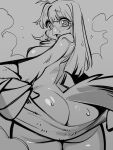 2025 anthro avian bathing beak big_breasts bird blush blush_lines breasts butt drying drying_body feathers female glacierclear hair hi_res looking_at_viewer monochrome nipples nude nude_anthro nude_female portrait raised_tail rear_view side_boob sketch solo steam straight_hair tail tail_feathers three-quarter_portrait towel water_droplets