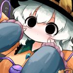  2girls black_eyes black_hat blue_shirt buttons cheek_pinching cheek_pull diamond_button eyeball flying_sweatdrops frilled_shirt_collar frilled_sleeves frills green_hair hands_on_another&#039;s_cheeks hands_on_another&#039;s_face hat hat_ribbon heripantomorrow komeiji_koishi komeiji_satori multiple_girls pinching ribbon shirt siblings sisters tears third_eye touhou wide_sleeves yellow_ribbon yellow_shirt 