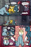 2025 2:3 6_panel_comic absurd_res ambiguous_gender answer anthro bag bars biped black_eyes black_nose black_text blue_body blue_eyes blue_tail brick_wall chain chest_gem claws closed_smile clothing coin comic container dialogue dot_eyes drowzee english_text exclamation_point eyebrows eyes_closed feral finger_claws floor fluffy fluffy_tail forehead_gem gem generation_1_pokemon generation_2_pokemon generation_5_pokemon glowing glowing_eyes group hat hay hay_bale headgear headwear hi_res holding_object humanoid jar kneeling looking_at_another looking_at_object machop motion_lines mouth_closed neck_tuft nintendo open_mouth open_smile orb page_number pokemon pokemon_(species) pokemon_mystery_dungeon prison prisoner pupils quadruped question question_mark red_eyes signature simple_eyes sitting smile sneasel sound_effects speech_bubble spike_chunsoft stairs standing tail talking_to_another technical_machine teeth text text_box toe_claws toony tuft virmir wall_(structure) white_pupils white_sclera white_text yellow_body yellow_gem zorua