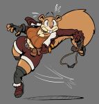 2024 anthro bav belt big_breasts black_clothing black_fingerless_gloves black_gloves black_handwear breasts brown_belt brown_body brown_clothing brown_ears brown_footwear brown_fur brown_shoes brown_tail buckteeth cleavage clothed clothing cosplay countershade_breasts countershade_face countershade_torso countershading crossover crossover_cosplay eyebrows eyelashes female fingerless_gloves fluffy fluffy_tail footwear fur glistening_thighs gloves grey_background handwear holding_slingshot mammal marvel navel nickelodeon pink_nose raised_eyebrows ranged_weapon rodent sandy_cheeks sciurid shoes simple_background slingshot solo spongebob_squarepants squirrel_girl_(marvel) squirrel_tail tail tan_body tan_breasts tan_countershading teeth thick_thighs tree_squirrel triangle_nose weapon wide_hipped_anthro wide_hipped_female