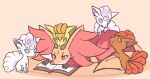 2025 3_fingers 3_toes 6_tails alolan_form alolan_vulpix ambiguous_anthro ambiguous_feral ambiguous_gender anthro biped book brown_body brown_ears brown_eyes brown_fur brown_inner_ear canid canine carrying_another climbing_on colored delphox digital_media_(artwork) feet feral fingers flat_colors fur gd-058 generation_1_pokemon generation_6_pokemon generation_7_pokemon green_eyes group head_tuft hi_res inner_ear_fluff kemono larger_ambiguous larger_anthro leg_markings looking_at_another lying mammal markings monotone_tail multi_tail multicolored_body multicolored_fur nintendo on_front on_head on_top_of open_mouth open_smile orange_body orange_fur orange_tail pink_body pink_fur pink_inner_ear_fluff pokemon pokemon_(species) pupils purple_eyes quadruped reading reading_book red_body red_eyes red_fur red_nose regional_form_(pokemon) shiny_pokemon simple_background sitting size_difference smaller_ambiguous smaller_feral smile socks_(marking) sparkles standing tail tan_body tan_fur tan_tail toes tuft two_tone_body two_tone_fur vulpix white_body white_ears white_fur white_pupils white_tail yellow_body yellow_ears yellow_fur