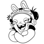 1:1 2023 anthro black_and_white black_clothing black_hair black_topwear black_vest blush blush_lines buckteeth bust_portrait clothed clothed_anthro clothed_female clothing digital_drawing_(artwork) digital_media_(artwork) ear_piercing english_description eyelashes eyewear eyewear_on_head female female_anthro goggles goggles_on_head hair hair_bun happy lagomorph light lighting lips long_ears mammal mario_plus_rabbids_sparks_of_hope mitten_hands momma_(mario_plus_rabbids) monochrome no_eyebrows noseless nut_(hardware) nut_ear_piercing open_mouth open_smile piercing portrait rabbid raving_rabbids raygirl rayman_(series) simple_background smile solo teeth thick_lips tongue topwear ubisoft vest white_background white_body white_tongue