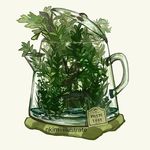  fox green handle nadia_kim no_humans original overflowing plant see-through tea_plant teapot yellow_background 