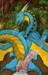 2_penises after_anal animal_genitalia black_claws blue_body blue_scales bodily_fluids brown_body brown_fur butt claws cloaca cloacal_penis cum cum_from_ass cum_in_ass cum_inside darkforestt dirty.paws dragon duo feral fur genital_fluids genitals grass hi_res intersex intersex/male knot long_penis looking_at_viewer male maleherm maleherm/male multi_genitalia multi_penis mythological_creature mythological_scalie mythology penis pink_knot pink_penis pink_tongue plant scales scalie teeth tongue ventral_scales white_claws yellow_body yellow_eyes yellow_scales