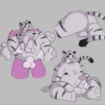 1:1 anal anal_penetration anthro axel_(remember_the_flowers) balls belly big_belly black_stripes butt chest_tuft disembodied_hand duo erection feet felid fur genitals hi_res looking_pleasured male male/male mammal masturbation nipples pantherine paws penetration pink_body pink_fur raised_tail rear_view remember_the_flowers shlugr sitting slightly_chubby spread_legs spreading striped_body striped_fur stripes tail thick_thighs tiger toes tuft white_body white_fur