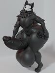 3:4 3d_(artwork) absurd_res anthro balls big_balls big_penis black_body black_fur canid canine canis changed_(video_game) digital_media_(artwork) erection femboy fur genitals goo_creature hi_res huge_balls huge_penis hyper hyper_balls hyper_genitalia hyper_penis male mammal nude penis puro_(changed) raguda solo standing tail thick_thighs white_eyes wide_hips wolf