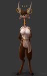 anthro big_horns brown_fur caprine dripping featureless_crotch female fur green_eyes hooves horn jewelry long_neck looking_at_viewer mammal nipple_bulge robes simple_background solo trigaroo water wet wet_clothes 