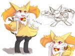  &lt;3 2017 4:3 anthro bell blush braixen canine fan_character female fortuna_(unknownlifeform) fur heart_nose hi_res inner_ear_fluff mammal nintendo open_mouth orange_fur pok&eacute;mon red_eyes simple_background solo stick unknownlifeform video_games white_background white_fur yellow_fur 