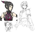  3girls chun-li coelacanth_(gyotaku) double_bun drill_hair hair_bun halter_top halterneck han_juri kasugano_sakura multiple_girls sideboob street_fighter street_fighter_iv_(series) twin_drills 