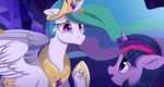  2017 duo equine eyelashes feathered_wings feathers female feral friendship_is_magic hair hi_res horn long_hair mammal momomistress multicolored_hair my_little_pony open_mouth princess_celestia_(mlp) purple_eyes twilight_sparkle_(mlp) unicorn white_feathers winged_unicorn wings 