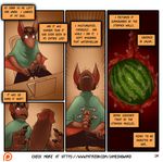  2017 bat blush comic demon food fruit internal james_howard male mammal masturbation melon penis text watermelon 