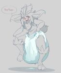 2025 3_toes ambiguous_gender anthro blitz_(mrbandwidth) blush blush_lines bubblepuppers cinderace clothed clothing dialogue diaper dripping ears_down english_text feet generation_8_pokemon grey_background hi_res kerchief looking_at_viewer neckerchief neckwear nintendo on_one_leg open_mouth pivoted_ears plantigrade pokemon pokemon_(species) pokemon_mystery_dungeon puddle red_eyes red_nose simple_background solo spike_chunsoft standing teeth text toes unclean_diaper water waterlogged_diaper wearing_diaper wet white_diaper
