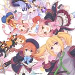  6+girls :d ahoge album_cover animal-themed_footwear animal_hat belt beret black_choker black_coat blonde_hair blue_bow blush bow bow_hairband bowtie bracelet braid braided_ponytail brown_eyes brown_hair button_eyes buttons capelet chieru_(princess_connect!) chloe_(princess_connect!) choker closed_mouth coat collared_shirt commentary_request company_name copyright_logo cover cygames elf english_text fishnets flower friendship_club_(princess_connect!) frills fur-trimmed_capelet fur_trim gloves green_necktie hair_bow hair_flower hair_ornament hair_ribbon hairband hat highres holding hood hood_down hooded_coat jewelry key kyoka_(princess_connect!) leotard little_lyrical logo long_hair mimi_(princess_connect!) misogi_(princess_connect!) mittens multiple_girls necktie official_art open_mouth orange_hair orange_leotard pink_capelet pink_hair plaid_clothes plaid_skirt pleated_skirt pointy_ears princess_connect! purple_eyes purple_hair rabbit_hair_ornament rabbit_hat red_mittens ribbed_leotard ribbon school_uniform shirt short_hair shorts skirt smile st._theresa&#039;s_girls_academy_school_uniform star_(symbol) star_hair_ornament star_in_eye sweatdrop symbol_in_eye twin_braids twintails white_background white_flower wide_sleeves yellow_eyes yuni_(princess_connect!) 