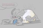 2025 3_toes ambiguous_gender anthro bag big_ears blitz_(mrbandwidth) blue_kerchief blue_neckerchief blush blush_lines bodily_fluids bubblepuppers cinderace clothed clothing dialogue diaper english_text feces feet generation_8_pokemon genital_fluids grey_background half-closed_eyes hand_in_mouth hi_res hypnosis kerchief lying mind_control narrowed_eyes neckerchief neckwear nintendo offscreen_character on_front plantigrade pokemon pokemon_(species) pokemon_mystery_dungeon pooping red_eyes satchel simple_background soiled_diaper soiling soiling_diaper solo spike_chunsoft spiral spiral_eyes teeth text toes unclean_diaper urine used_diaper wearing_diaper wet_diaper white_diaper
