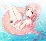  afloat back bad_id bad_pixiv_id bangs bikini blunt_bangs blush bow bracelet braid breasts caustics choker closed_mouth cup day drink drinking_glass drinking_straw eyebrows_visible_through_hair feet_out_of_frame flower flower_bracelet frilled_bikini frills from_above from_side halterneck highres holding holding_arm holding_cup ice ice_cube innertube jewelry knees_together_feet_apart kyabechi leaning_back legs_up lens_flare light_rays light_smile long_hair long_ponytail looking_at_viewer looking_back looking_up low_ponytail magia_record:_mahou_shoujo_madoka_magica_gaiden mahou_shoujo_madoka_magica outdoors pink_bikini pink_choker pink_eyes pink_hair polka_dot ponytail sidelocks sitting small_breasts smile solo straight_hair striped striped_bikini striped_neckwear sunbeam sunlight swimsuit tamaki_iroha thigh_gap twin_braids very_long_hair water white_bow 