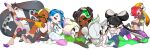  1boy 6+girls agent_3_(splatoon) agent_8_(splatoon) all_fours ass big_man_(splatoon) breasts callie_(splatoon) covering_own_eyes dark-skinned_female dark_skin fangs frye_(splatoon) hand_on_another's_head hug hug_from_behind inkling_girl inkling_player_character koharu2.5 lying marie_(splatoon) marina_(splatoon) multiple_girls octoling_girl octoling_player_character on_side pale_skin pearl_(splatoon) shiver_(splatoon) smile splatoon_(series) splatoon_1 splatoon_2 splatoon_3 tentacle_hair 