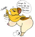  anthro anthrofied bottomless breasts clothed clothing dialogue dressing hamster hamtaro_(series) mammal nipples penelope_(hamtaro) rodent roy_mccloud wardrobe_malfunction 