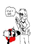anthro arthropod bee blood bodily_fluids bovid caprine clothed clothing death digital_media_(artwork) english_text female fur gun gynomorph hair holding_gun holding_object holding_ranged_weapon holding_weapon horned_sheep hymenopteran insect intersex mammal narrowed_eyes pixel_(artwork) ranged_weapon sheep shell_(projectile) shotgun shotgun_shell slightly_chubby tail text thought_bubble weapon