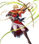 arrow belt blonde_hair boots bow_(weapon) brown_eyes drawing_bow fire_emblem fire_emblem:_monshou_no_nazo fire_emblem_heroes full_body gloves headband highres holding holding_arrow holding_bow_(weapon) holding_weapon jeorge_(fire_emblem) long_hair low_ponytail male_focus mayo_(becky2006) official_art quiver solo transparent_background weapon 