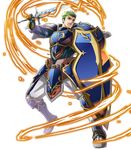  armor armored_boots boots draug_(fire_emblem) electricity fire_emblem fire_emblem:_monshou_no_nazo fire_emblem_heroes full_body gloves green_eyes green_hair highres itagaki_hako male_focus official_art open_mouth shield solo sword teeth transparent_background weapon 