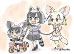  :d animal_ears black_bow black_hair black_neckwear black_skirt blonde_hair bow bowtie child commentary common_raccoon_(kemono_friends) extra_ears fang fennec_(kemono_friends) fennecoon_(kemono_friends)_(panzuban) fox_ears fox_tail fur_collar grey_hair grey_sweater holding_rope if_they_mated ips_cells kemono_friends miniskirt mother_and_daughter multicolored_hair multiple_girls open_mouth pantyhose panzuban pink_sweater pleated_skirt raccoon_ears raccoon_tail rope short_hair skirt smile sweater tail triangle_mouth tricycle twitter_username walking white_legwear white_skirt yellow_bow yellow_legwear yellow_neckwear yuri 