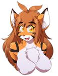  2017 alpha_channel anthro breasts brown_hair bust_portrait chalo chest_tuft feline female flora_(twokinds) fur hair inner_ear_fluff keidran long_hair looking_at_viewer mammal open_mouth orange_fur portrait simple_background solo transparent_background tuft twokinds yellow_eyes 