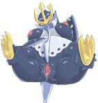  2017 avian bird blue_eyes blush breasts empoleon female mammal morocco21 nintendo nude open_mouth pok&eacute;mon pussy pussy_juice simple_background solo video_games 