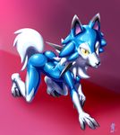  2017 canine costume female hi_res lycanroc mammal midday_lycanroc nintendo pok&eacute;mon rubber shiny_pok&eacute;mon simple_background solo video_games wolf 青雨高夫 
