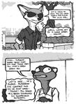  anthro canine comic dialogue disney duke_weaselton fox hi_res luraiokun male mammal mustelid nick_wilde weasel zootopia 