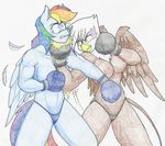  2017 anthro anthrofied areola boxing boxing_gloves breasts equine flicker-show friendship_is_magic gilda_(mlp) hi_res mammal my_little_pony nipples pegasus rainbow_dash_(mlp) sport traditional_media_(artwork) wings 