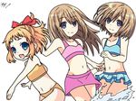  3girls bare_shoulders blonde_hair brown_hair choujigen_game_neptune female long_hair multiple_girls neptune_(series) pish ram_(choujigen_game_neptune) rom_(choujigen_game_neptune) short_hair siblings sisters smile swimsuit twins 