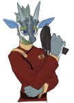anthro dragon european_mythology gun handgun hi_res icewing_(wof) lunlunfox male mythological_creature mythological_scalie mythology phaser ranged_weapon scalie science_fiction seal_(character) seawing_(wof) solo star_trek star_trek_movies weapon western_dragon wings_of_fire