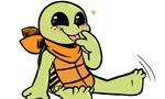  &lt;3 2017 anthro bandanna black_sclera blush cub freckles inkyfrog male michelangelo_(tmnt) motion_lines reptile scalie shell simple_background smile solo teenage_mutant_ninja_turtles tongue tongue_out turtle white_background young 