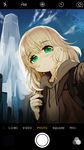  blonde_hair blush brown_jacket camera commentary_request drawstring eyebrows_visible_through_hair green_eyes highres hood hood_down hooded_jacket izuoku jacket looking_at_viewer original reaching_out self_shot solo 