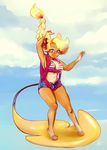  2017 alolan_raichu anthro blue_eyes breasts clothed clothing cloud female hair hi_res lizombie navel nintendo parachute pok&eacute;mon regional_variant sky solo video_games 