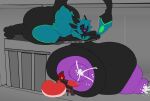  3_toes 4_ears 4_fingers absurd_res anthro areola avali avian beepunz between_breasts big_areola big_breasts big_nipples black_body black_breasts black_claws black_clothing black_ears black_feathers black_hat black_headwear black_inner_ear black_legs black_outfit black_overalls black_sclera black_shirt black_tail black_topwear blep blue_body blue_ears blue_eyes blue_feathers blue_hair blush bodily_fluids breast_expansion breasts breasts_hanging cephalopod claws clothed clothed_anthro clothed_male clothing coleoid crossed_arms decapodiform duo expansion eyewear feather_hair feathers feet female female_anthro fingers glasses green_body green_feathers grey_background hair hanging_breasts hat headgear headwear heart_pupils herm_(lore) hi_res huge_breasts hyper hyper_breasts lactating larger_anthro larger_female larger_nude looking_at_another lustful_eyes lustful_gaze lying male male_anthro marine milk mollusk multi_ear nipples non-mammal_areolas non-mammal_breasts non-mammal_nipples nude nude_anthro nude_female octin_(beepunz) on_front overalls pseudo_hair purple_areola purple_nipples purple_tongue ralena/ralaku red_body red_eyes red_hair red_skin round_glasses shirt simple_background size_difference smaller_anthro smaller_clothed smaller_male squid suction_cup_(anatomy) tail toe_claws toes tongue tongue_out topwear wingless_avian worried 