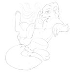  balls blazel camychan erection handpaw hi_res line_art looking_at_viewer male mammal mino_monsters monochrome navel one_leg_up paws penis reclining semi-anthro simple_background solo spread_legs spreading white_background 