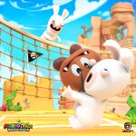 1:1 2021 3d_(artwork) absurd_res adobe_photoshop_(artwork) ambiguous_anthro ambiguous_feral ambiguous_gender anthro armless autodesk_3ds_max_(artwork) autodesk_maya_(artwork) black_eyebrows black_eyes blue_eyes blue_sky brown_body brown_skin buckteeth cactus cloud crossover day digital_media_(artwork) english_description english_text eyebrows fan_(object) featureless_legs feral fist flag flagpole fur furrowed_brow furrowed_eyebrows goomba group headbutt hi_res jean-baptiste_raimbault jumping lagomorph legless long_ears looking_at_another mammal mario_bros mario_plus_rabbids_kingdom_battle midair mitten_hands net nintendo no_eyebrows no_pupils noseless official_art one_eye_closed open_mouth open_smile outside plant rabbid raving_rabbids rayman_(series) red_tongue sand sand_castle sculpture short_legs sky smile smiling_at_another tan_body tan_eyelids tan_inner_ear tan_skin teeth text throwing_character title tongue trio tusks ubisoft volleyball_court volleyball_net white_body white_fur