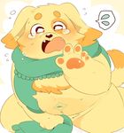  blush canine covering covering_self cusith dog embarrassed hyaku1063 mammal navel nude overweight scatf slightly_chubby tears tokyo_afterschool_summoners 