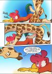  absurd_res anal anal_penetration anthro avian balls bird boss_and_employee breasts butt chicken comic digital_media_(artwork) duo english_text erection galliform gallus_(genus) genitals giraffe giraffid hi_res male male/male male_penetrating mammal nipples nude penetration penis sex simple_background tail text zaryuzu_73 