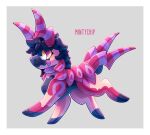 2025 ambiguous_gender arthropod black_hair blue_markings collar digital_drawing_(artwork) digital_media_(artwork) exoskeleton eyewear female feral generation_5_pokemon glasses glistening hair hi_res hooves human_skin_color hybrid krita_(artwork) looking_at_viewer markings mid_transformation millipede mintychipart multicolored_body myriapod nintendo pokemon pokemon_(species) purple_body purple_collar purple_eyes scolipede shaded simple_background smile solo transformation wearing_glasses yellow_sclera