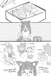  2019 anthro canine clothed clothing comic dialogue english_text female food fox fur fur_(theterm) greyscale mammal monochrome school_uniform solo text theterm uniform young 