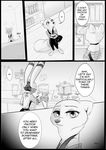  anthro black_and_white canine clothed clothing comic cynthia_walker dialogue disney duo english_text female fox jack_savage jewelry lagomorph male mammal monochrome necklace pot_(disambiguation) rabbit rem289 speech_bubble text zootopia 