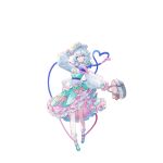  1girl alternate_costume alternate_eye_color alternate_hair_color alternate_headwear apron aqua_shoes basket blue_eyes blue_hair bobby_socks bow box closed_mouth clothing_cutout collared_shirt eyeball frilled_skirt frills full_body game_cg gift gift_box hand_on_headwear hat hat_bow heart heart-shaped_pupils heart_cutout heart_of_string highres holding holding_basket komeiji_koishi long_hair long_sleeves looking_at_viewer mary_janes non-web_source official_art pink_ribbon pink_skirt ribbon second-party_source shirt shoes skirt smile socks solo symbol-shaped_pupils third_eye touhou touhou_gensou_eclipse transparent_background u_u_zan waist_apron white_apron white_hat white_shirt white_socks yellow_bow 