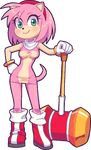  amy_rose boots clothed clothing footwear green_eyes hammer kempferzero smile sonic_(series) tools 