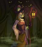  anthro clothing female green_hair hair hat ixi kisbys lantern magic_user neopets smile solo sophie_the_swamp_witch staff witch yellow_eyes 