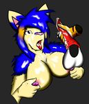  anatomically barbed_penis blue_fur blue_hair breasts cat correct cum feline female fur genitals hair highlights male male/female mammal open_mouth penis pink_nose squeezing tan_fur tiger tongue 